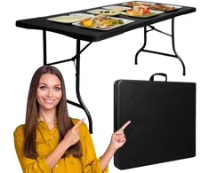 Bauerkraft Didelis sulankstomas sodo banketinis maitinimo stalas medinis lagaminas 180 cm