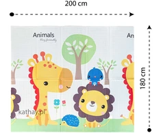 Bauerkraft Dvipusis sulankstomas spalvingas lavinamasis putplasčio vaikiškas kilimėlis 180x200 cm – safari