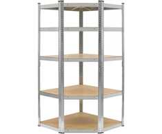 Bauerkraft Kampinė metalinė sandėlio lentyna, sidabrinė, 5 lentynos, 2in1, 180x90x90x40 cm