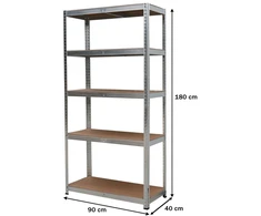 Bauerkraft Metalinė sandėlio lentyna 2in1, 5 lentynos, 180x90x40 cm