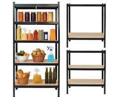 Bauerkraft Metalinė sandėlio lentyna juoda 2in1 5 šviesios lentynos 180x90x40 cm