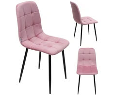 Bauerkraft Minkšta aksominė kėdė svetainei ir valgomajam, rožinė velvetinė palėpės stiliaus
