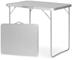 Bauerkraft Sulankstomas turizmo staliukas su lagaminu ir rankena 80x60x70 cm sidabro spalvos