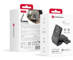 Belaidis įkroviklis Forcell F-Energy 3in1 Flex Pro Qi2, suderinamas su MagSafe (F-05) sidabrinis