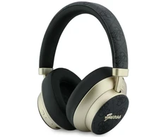 Guess Bluetooth ENC 4G Auksinė Script Metal ausinės, juodos spalvos