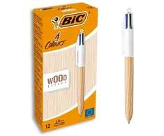 Bic Rašikliai 4 spalvų medžio stiliaus rinkinys 12 vnt