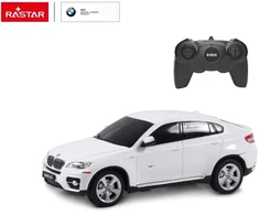 BMW X6 mastelio 1:24 Rastar 31700 valdomas baltas automobilis