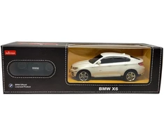 BMW X6 mastelio 1:24 Rastar 31700 valdomas baltas automobilis