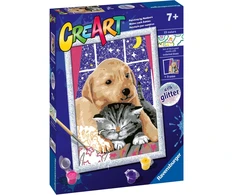 Piešimo pagal skaičius rinkinys CreArt Ravensburger 23706 Fluffy Friends