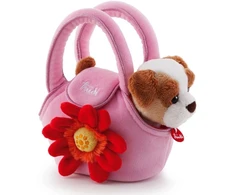 Trudi Pliušinis žaislas - šuniukas rožiniame krepšyje, 15 cm