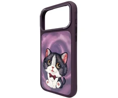 Dėklas NIMMY case BIG EYED CREAM CAT for IPHONE 18 Pro/17 Pro violetinė