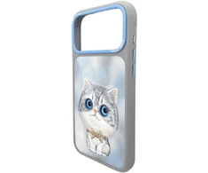 NIMMY dėklas BIG EYED Sidabrinis SHADED CAT skirtas IPHONE 18 Pro Max/17 Pro Max pilkas