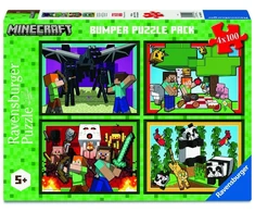 Dėlionė 4x100 Ravensburger Minecraft nuotykių