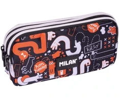 Didelė trijų skyrių penalas fingers Milan juodas oranžinis baltas