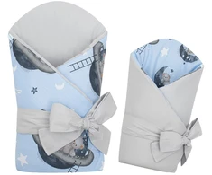 Dvipusis kūdikių vystyklas New Baby Teddy meškiukas kosmose 80x80 cm