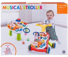 Edukacinis muzikinis vaikštynė baltai rožinis