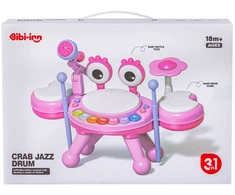 Edukacinis vaikiškas muzikinis rinkinys rožinis su būgnais, pianinu ir mikrofonu