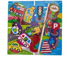 Eurobaby Zabawki Medinės dėlionės transporto formos 15 detalių