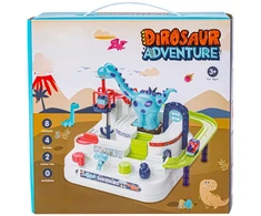 Interaktyvi kliūčių trasa su dinozaurų automobilėliais ir nusileidimu