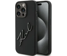 Karl Lagerfeld KLHCP15LSKSBMCK iPhone 15 Pro 6.1″ juodos spalvos kietas dėklas Silicone Karl Script