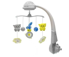 Karuselė su šviesos projektoriumi virš lovytės Baby Mix pilka