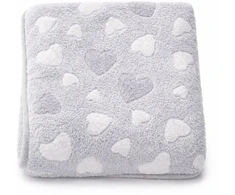 Kūdikių antklodė New Baby 80x90 cm pilka su širdelės raštu