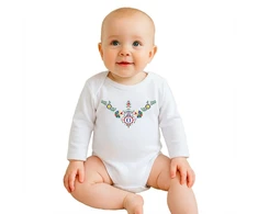 Kūdikių bodis su New Baby Folk Pattern gėlių raštu