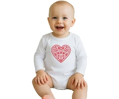 Kūdikių bodis su raštu New Baby Folk Pattern Raudona Heart