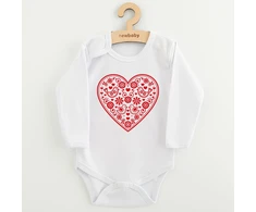 Kūdikių bodis su raštu New Baby Folk Pattern Raudona Heart