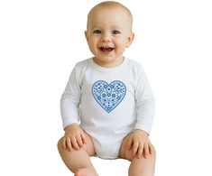 Kūdikių bodis su raštu New Baby Folk Pattern Mėlyna Heart