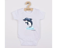 Kūdikių bodis su spaudiniu New Baby Dolphin, trumpomis rankovėmis
