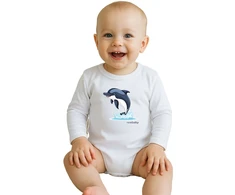 Kūdikių bodis su spaudiniu New Baby Dolphin, trumpomis rankovėmis