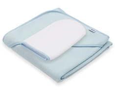 Kūdikių frotinis rankšluostis su gobtuvu New Baby BASIC 80x80 mėlynas