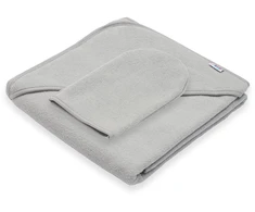 Kūdikių frotinis rankšluostis su gobtuvu New Baby BASIC 80x80 pilkas