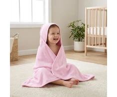 Kūdikių frotinis rankšluostis su gobtuvu New Baby 100x100 cm rožinis