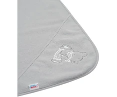 Kūdikių frotinis rankšluostis su siuvinėjimu ir gobtuvu New Baby 100x100 pilkas meškiukas
