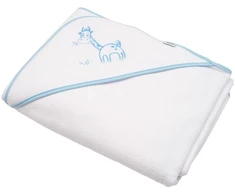 Kūdikių frotinis rankšluostis su siuvinėjimu ir gobtuvu New Baby 100x100 balta žirafa
