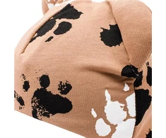 Kūdikių medvilninė kepurė su ausytėmis New Baby Paw garstyčių spalvos, dydis 56 (0-3 mėn.)