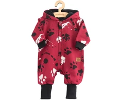 Kūdikių medvilninis kombinezonas su gobtuvu ir ausytėmis New Baby Paw tamsiai rožinis, dydis 74 (6-9 mėn.)