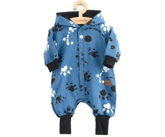 Kūdikių medvilninis kombinezonas su gobtuvu ir ausytėmis New Baby Paw mėlynas, dydis 68 (4-6 mėn.)