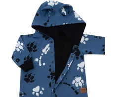 Kūdikių medvilninis kombinezonas su gobtuvu ir ausytėmis New Baby Paw mėlynas, dydis 68 (4-6 mėn.)