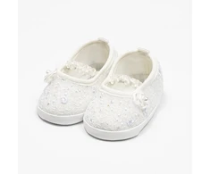 Kūdikių nėrinių baleto bateliai New Baby smėlio spalvos 12-18 mėn., dydis 12-18 mėn.