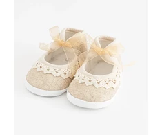 Kūdikių nėriniuoti bateliai New Baby, rudi, 3-6 mėn., dydis 3-6 mėn.