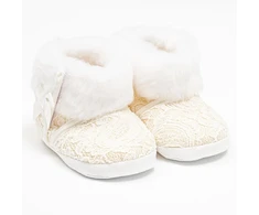 Kūdikių žieminiai nėriniuoti bateliai New Baby 3-6 mėn. smėlio spalvos, dydis 3-6 mėn.
