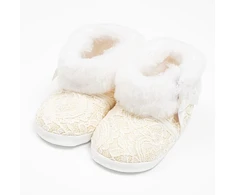 Kūdikių žieminiai nėriniuoti bateliai New Baby 3-6 mėn. smėlio spalvos, dydis 3-6 mėn.