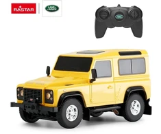 Land Rover Defender mastelio 1:24 Rastar 78500 geltonas valdomas automobilis
