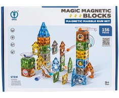 Magnetinės konstravimo kaladėlės rutuliukų trasai 156 spalvotos detalės
