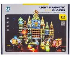 Magnetinės konstravimo kaladėlės su šviečiančiais elementais 147 vnt