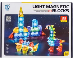 Magnetinės konstruktoriaus kaladėlės su šviečiančiais 3D elementais 94 vnt