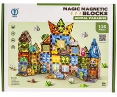 Magnetinės konstruktorių kaladėlės gyvūnai 116 detalių rinkinys